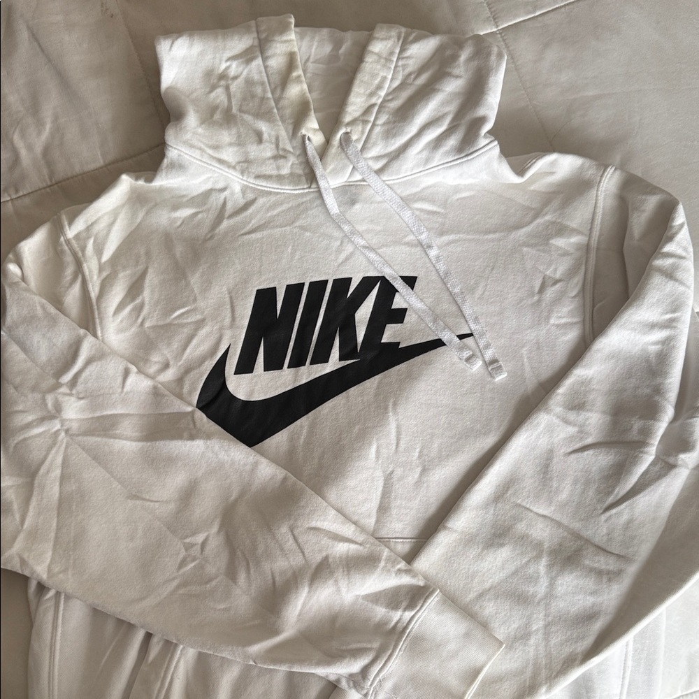 Nike Classic White Hoodie with Black Logo